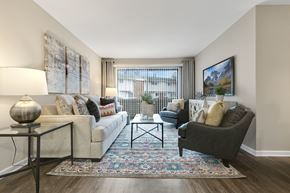 Rochester Hills apartment for rent - a living room with a couch chair and coffee table  at Northridge, Rochester Hills, Michigan
