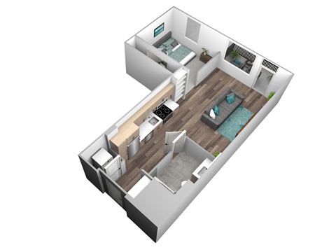 Floor plan for studio, 1 bath, 576 sqft