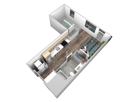 Floor plan for studio, 1 bath, 470 sqft