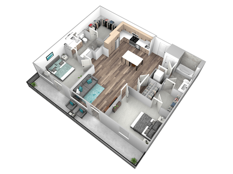 Floor plan for 2 beds, 2 baths, 1015 sqft