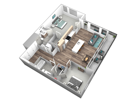 Floor plan for 2 beds, 2 baths, 1134 sqft