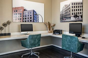 Business center with computers