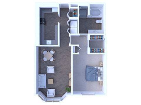 Floor plan for 1 bed, 1 bath, 705 sqft