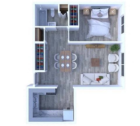 Floor plan for 1 bed, 1 bath, 530 sqft