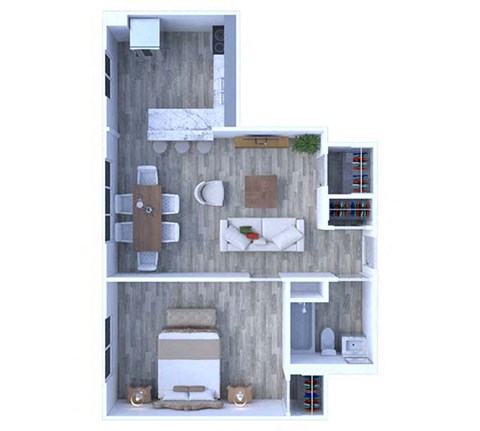 Floor plan for 1 bed, 1 bath, 576 sqft