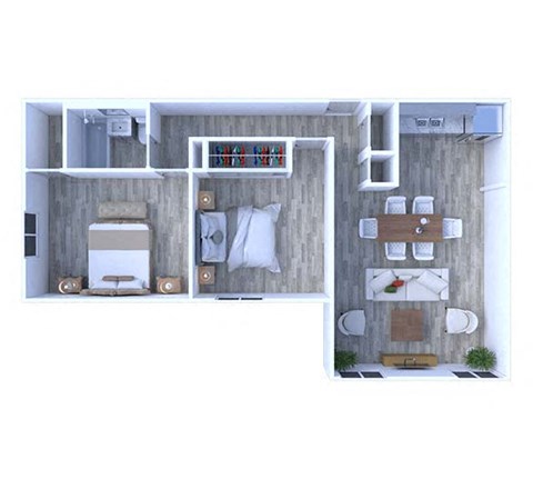 Floor plan for 2 beds, 1 bath, 780 sqft