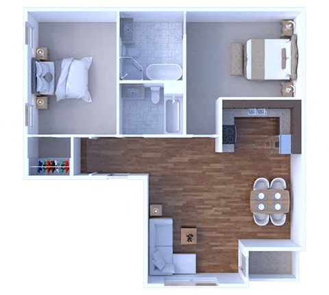 Floor plan for 2 beds, 2 baths, 1181 sqft