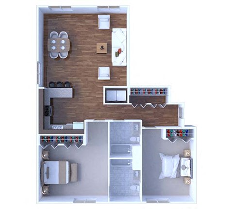 Floor plan for 2 beds, 2 baths, 1212 sqft