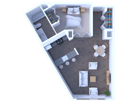 Floor plan for studio, 1 bath, 650 sqft