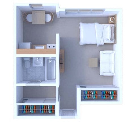 Floor plan for studio, 1 bath, 425 sqft