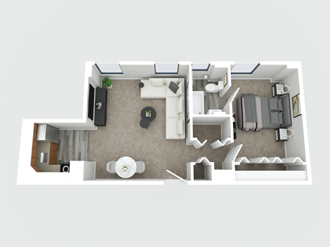Floor plan for 1 bed, 1 bath, 415 sqft