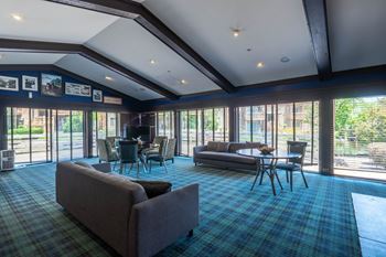 Clubhouse common area with floor to ceiling windows