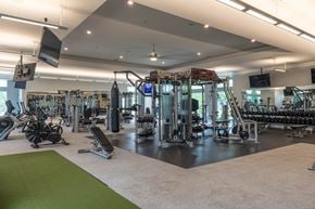 St. Charles apartment for rent - A gym with a variety of equipment including treadmills, weights, and exercise machines.