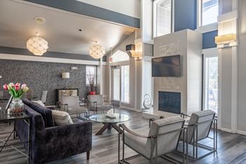 Community club room with fireplace