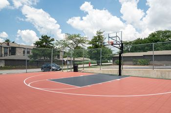 Multi-sport court with basketball, pickleball & soccer