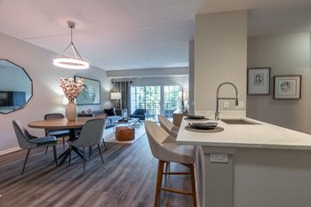 Open floor plan with dining area and kitchen island