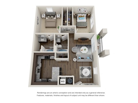 Floor plan for 2 beds, 2 baths, 1031 sqft