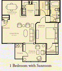 Floor plan for 1 bed, 1 bath, 920 sqft