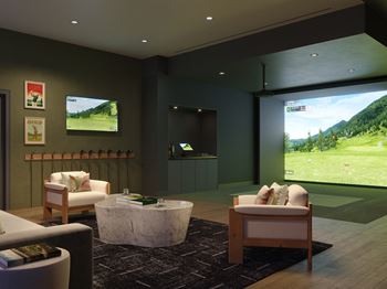 Golf simulator lounge