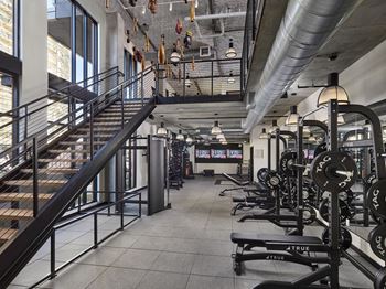 24/7, 2-Story fitness center featuring cardio, strength, and fitness ondemand