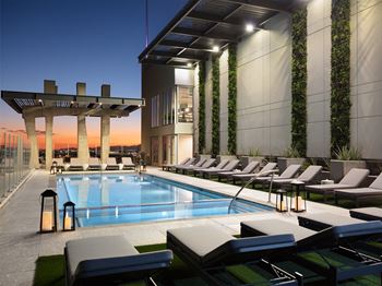Swimming pool with relaxing sundecks