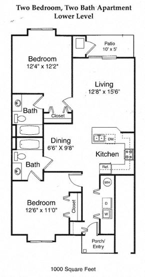 Burton apartment for rent - Two Bedroom Lower Floor Plan