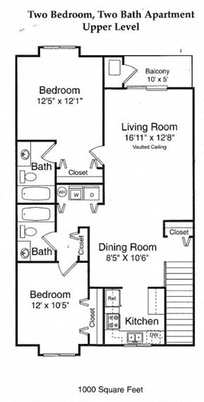 Burton apartment for rent - Two Bedroom Upper Floor Plan