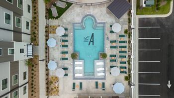 A birds eye view of the pool at the aria resort  spa