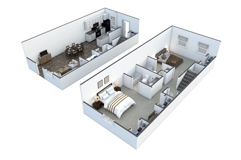Floor plan for 2 beds, 2.5 baths, 1142 sqft