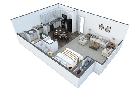 Floor plan for studio, 1 bath, 517 sqft