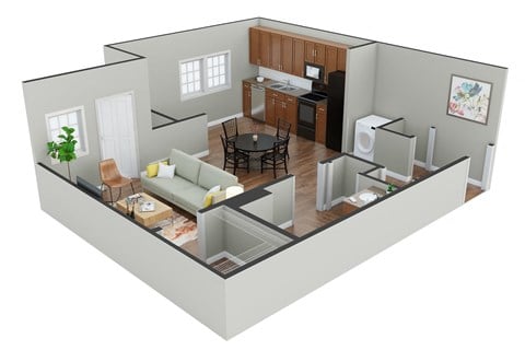 Floor plan for studio, 1 bath, 565 sqft