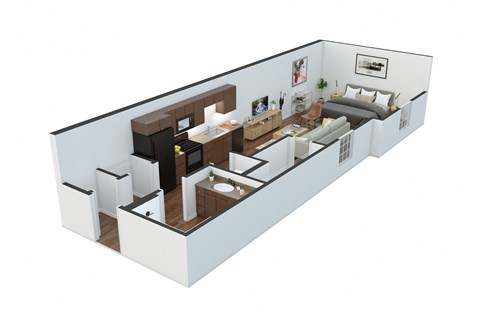 Floor plan for studio, 1 bath, 484 sqft