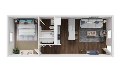 Floor plan for 1 bed, 1 bath, 546 sqft