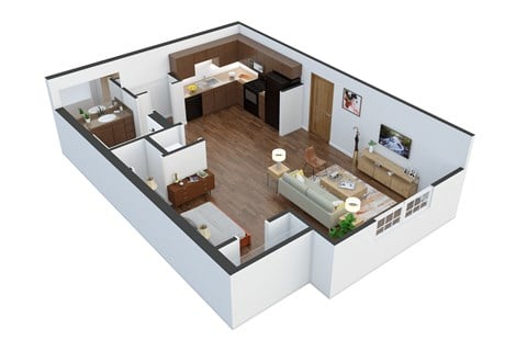 Floor plan for studio, 1 bath, 514 sqft
