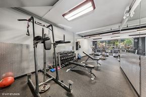Evanston apartment for rent - the gym is equipped with weights and cardio equipment