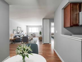 Chicago apartment for rent - a view of the living room and dining room from the kitchen
