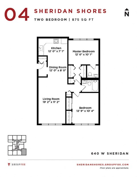 Floor plan for 2 beds, 1.5 baths, 850 sqft