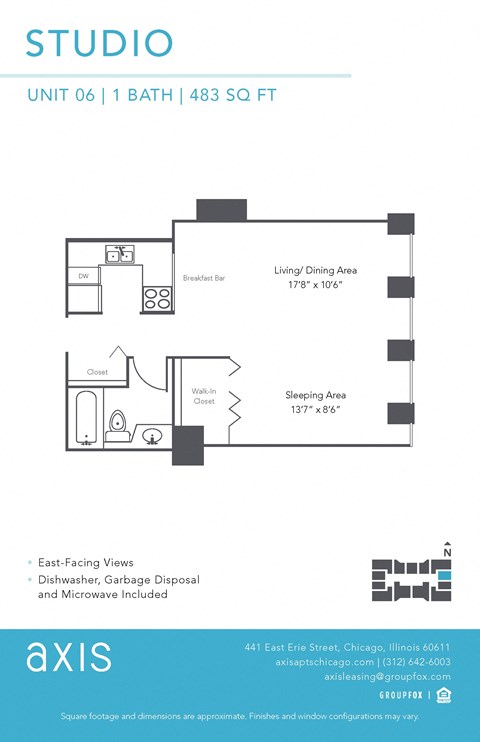 Floor plan for studio, 1 bath, 471 sqft