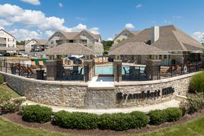 O'fallon apartment for rent - Gazebos with a pool in the apartment community at Bramblett Hills Luxury Apartments in O Fallon MO 63366