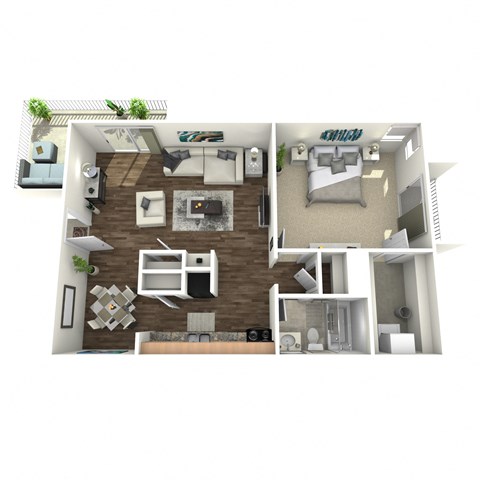 Floor plan for 1 bed, 1 bath, 800 sqft