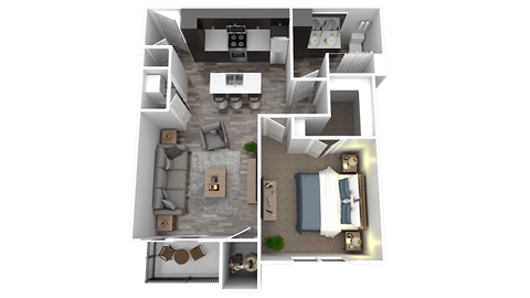 Floor plan for 1 bed, 1 bath, 806 sqft