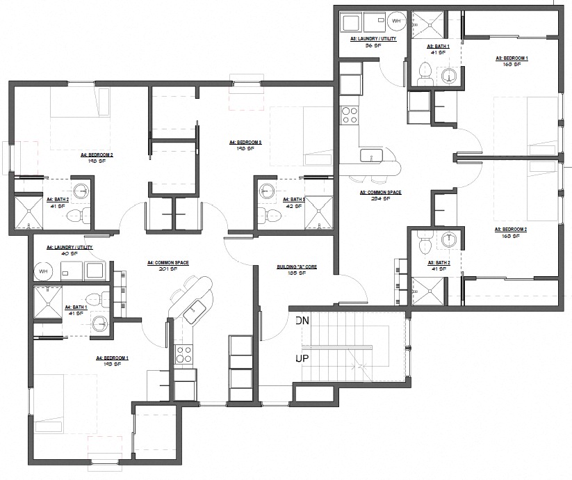 Floor plan for 1 bed, 1 bath, 362 sqft