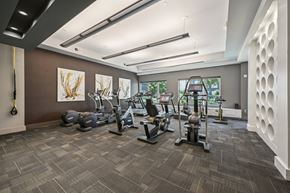 Dallas apartment for rent - A gym with a variety of exercise equipment at Everra Midtown Park Apartments, Dallas, TX, 75231