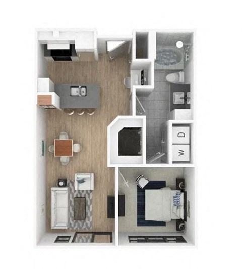 Floor plan for 1 bed, 1 bath, 820 sqft