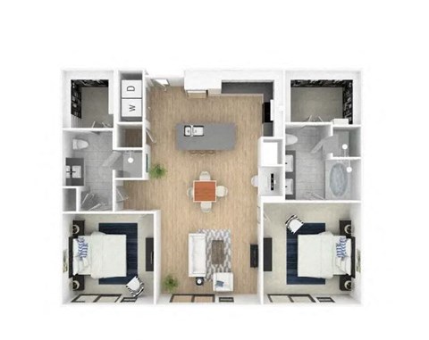 Floor plan for 2 beds, 2 baths, 1224 sqft