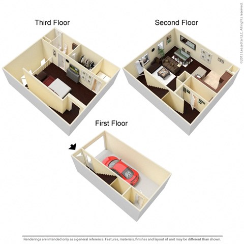 Floor plan for 1 bed, 1.5 baths, 1127 sqft