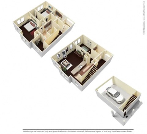 Floor plan for 2 beds, 2.5 baths, 1554 sqft