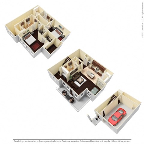 Floor plan for 2 beds, 2.5 baths, 1670 sqft