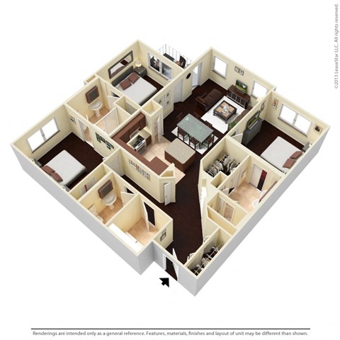 Floor plan for 3 beds, 2.5 baths, 1250 sqft