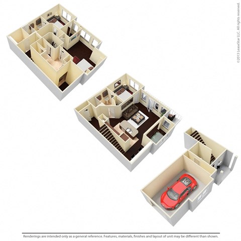 Floor plan for 3 beds, 3 baths, 1726 sqft